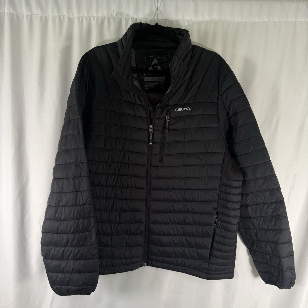 Gerry Puffer Jacket Men's XL Black Full Zip Pockets Polyester Fill Lightweight